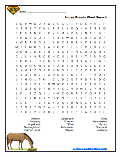Breed Bash Word Search