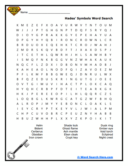 Hades' Symbols Word Search