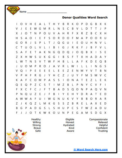 National Blood Donor Month Word Searches