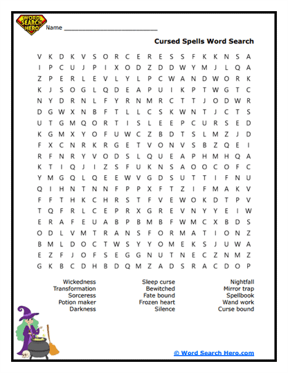 Dark Enchantments Word Search