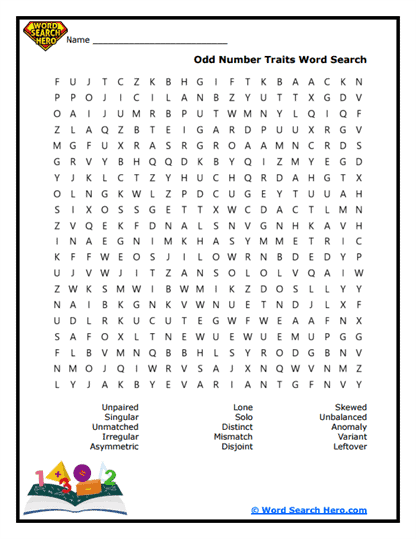 Odd Number Traits Word Search