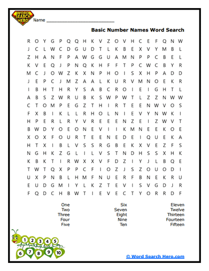 Number Hunt Word Search