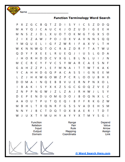 Functions and Graph Word Searches