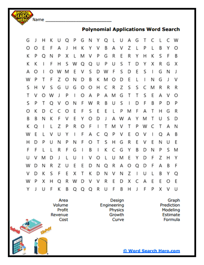 Polynomial Applications Word Search