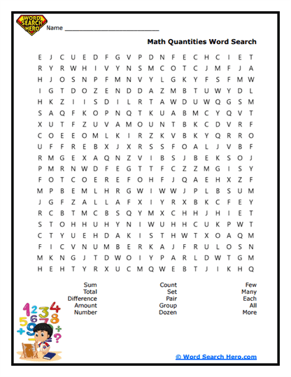 Math Mix Word Search