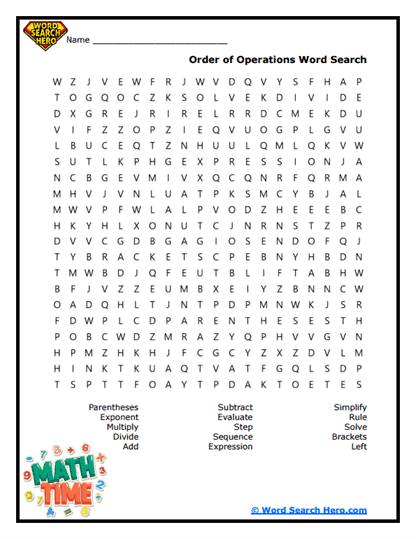 Pre-Algebra Word Searches