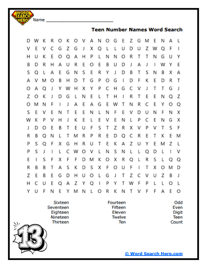 Teen Trek Word Search