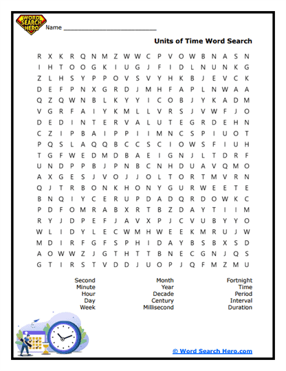 Time Measures Word Search