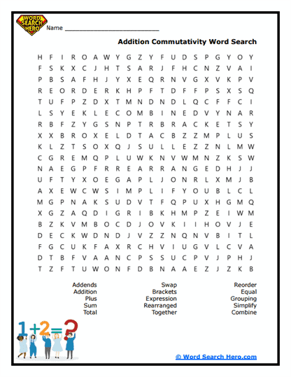 Addition Commutativity Word Search