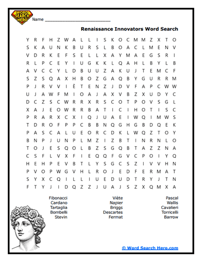 Renaissance Riddlers Word Search
