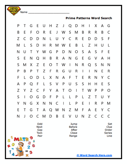 Pattern Primes Word Search