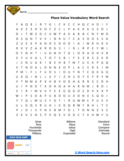 Value Words Word Search