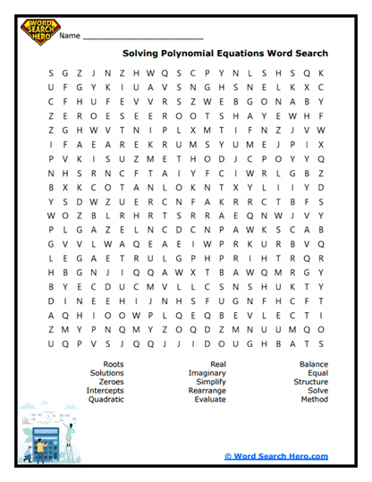 Solving Polynomial Equations Word Search