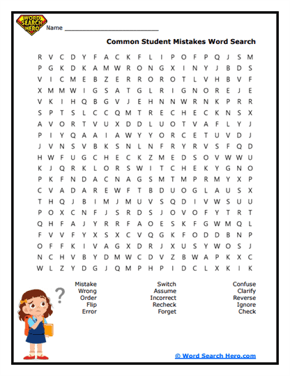 Common Student Mistakes Word Search