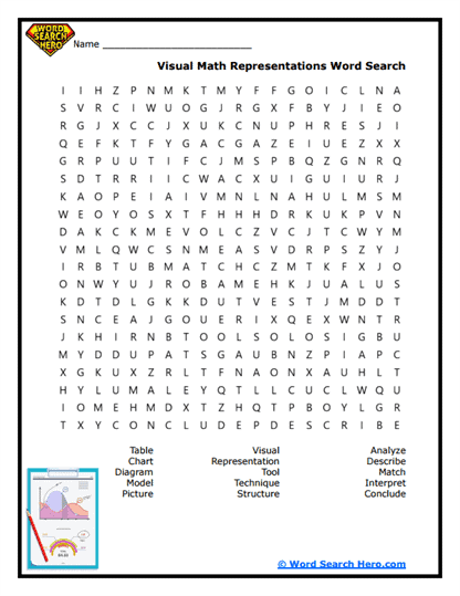 Visual Math Representations Word Search