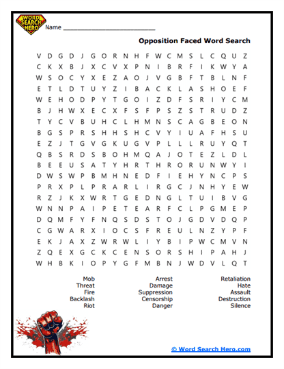 Fierce Resistance Word Search