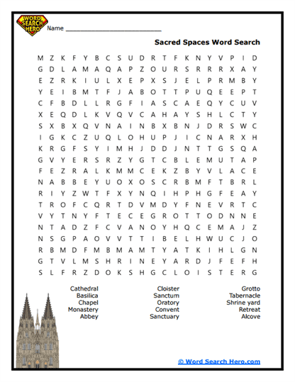 Holy Places Word Search