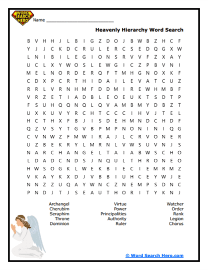 Heavenly Hierarchy Word Search