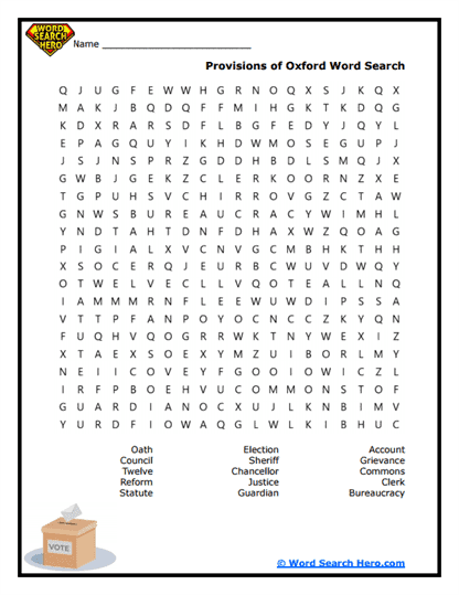 Provisions of Oxford Word Search