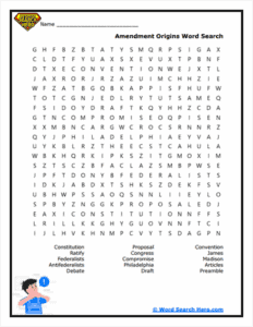 Bill of Rights Word Searches | U.S. Constitution PDF Activities