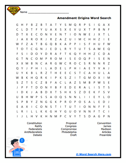 Amendment Origins Word Search