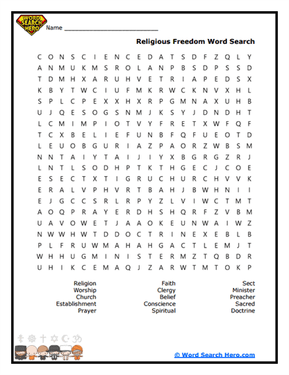 Religious Freedom Word Search