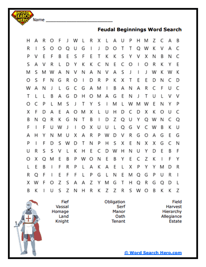 Feudal Life Word Search