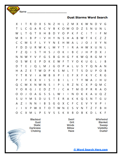 The Dust Bowl Word Searches