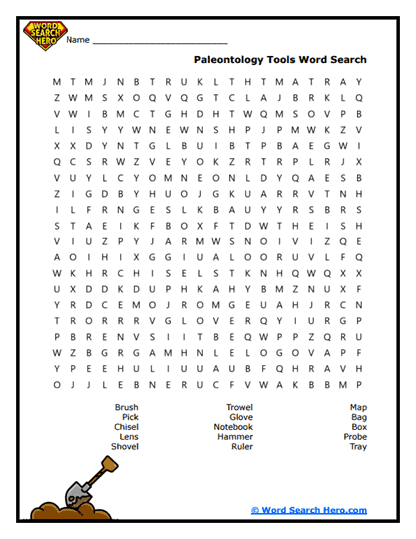 Paleontology Tools Word Search