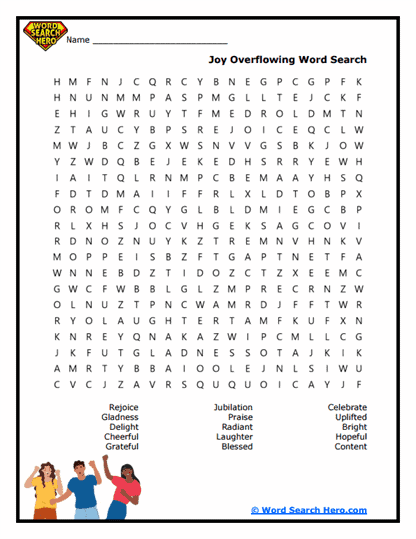 Joy Overflowing Word Search