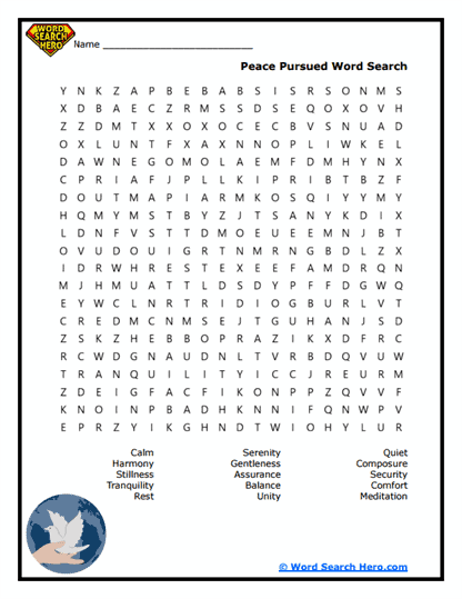 Peace Pursued Word Search
