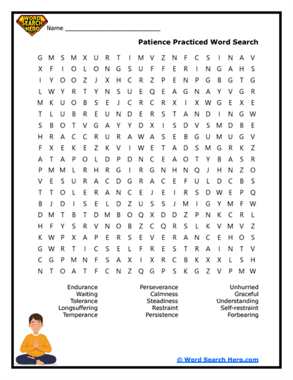 Patience Practiced Word Search