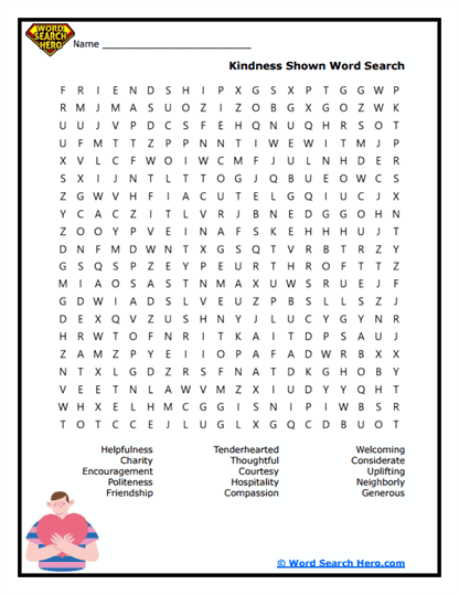 Kindness Shown Word Search