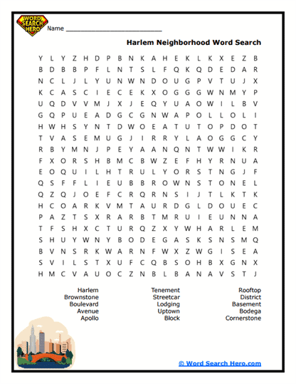 The Harlem Renaissance Word Searches