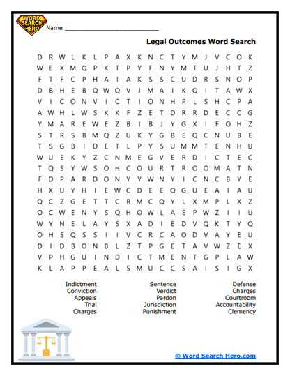 Legal Outcomes Word Search