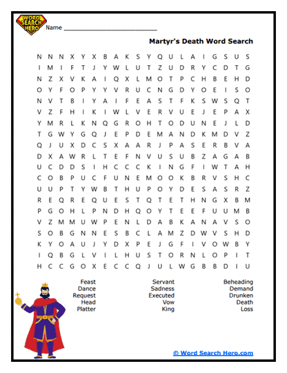 Martyr's Cost Word Search