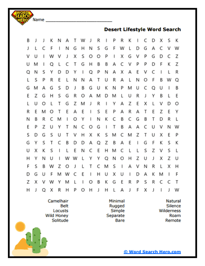 Wilderness Living Word Search