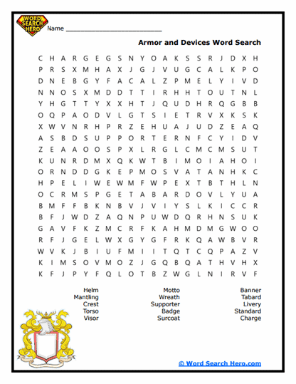 Knight Gear Word Search