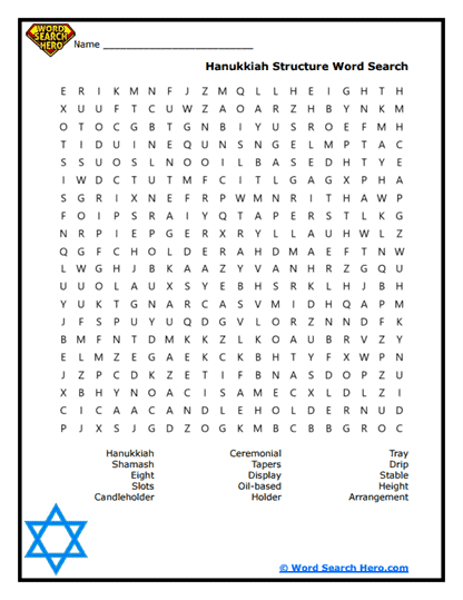 Hanukkah Holder Word Search