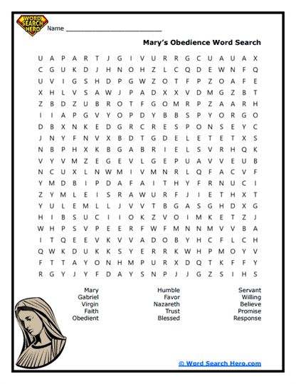 Mary's Faith Word Search