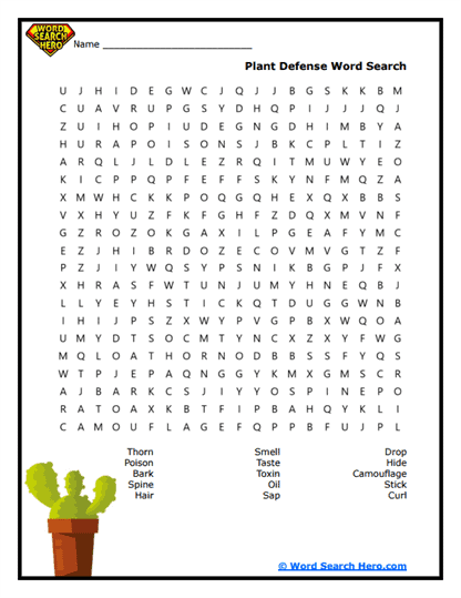 Defense Zone Word Search