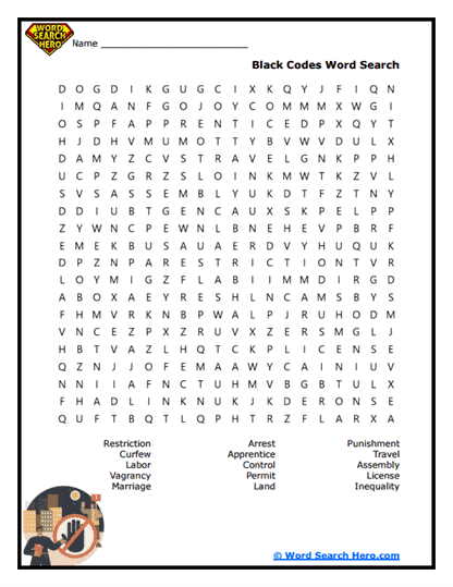 Black Codes Word Search