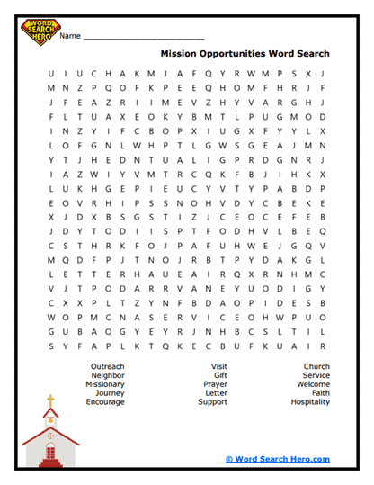 Mission Opportunities Word Search