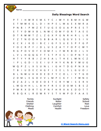 Daily Blessings Word Search