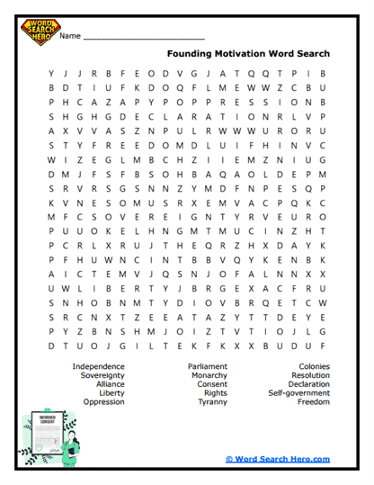 Revolutionary Roots Word Search