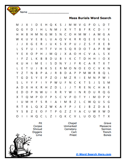 Mass Burials Word Search