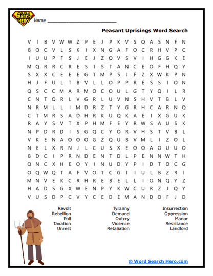 Peasant Uprisings Word Search
