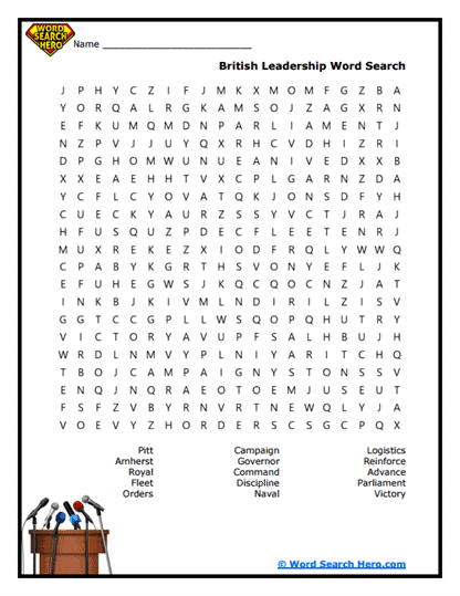 British Command Word Search