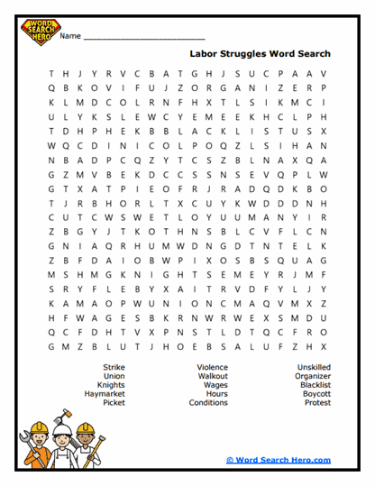 Labor Loud Word Search