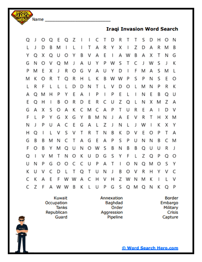 Invasion Vocabulary Word Search